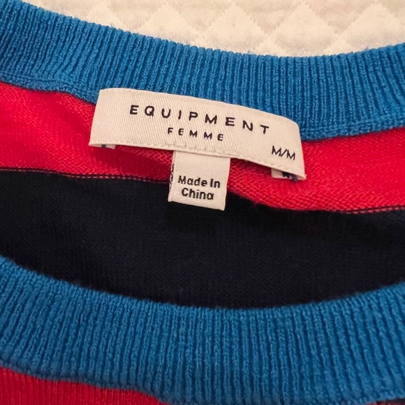 🎉HP🎉 Equipment 💫EUC💫 Axel Stripe Sweater - Ribbon Red Multi - M - Silk Blend - Picture 8 of 11